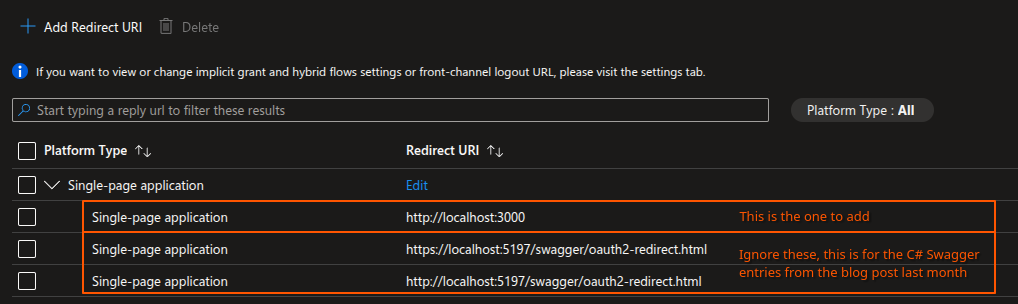 Example Entra Redirect Url
